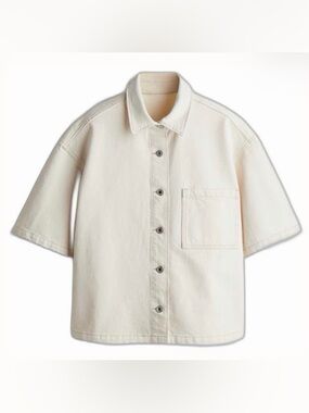 H&M Cream Short Sleeve Button-Down Shirt